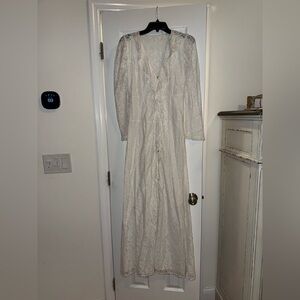 LoveShackFancy White Lace Button Down Maxi